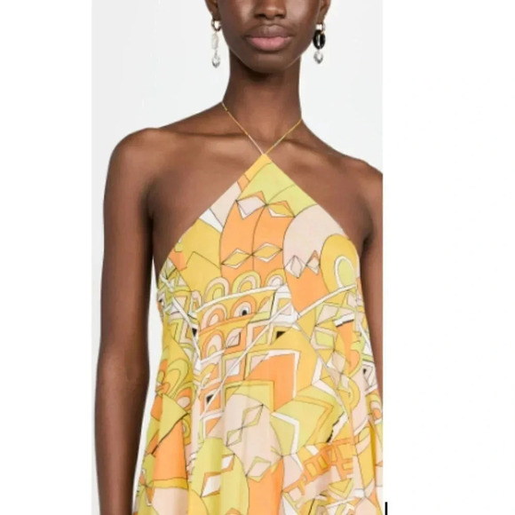 S/W/F x REVOLVE Halter Maxi Dress Poolside Print Boho Resort TENCEL Size L - Picture 2 of 15